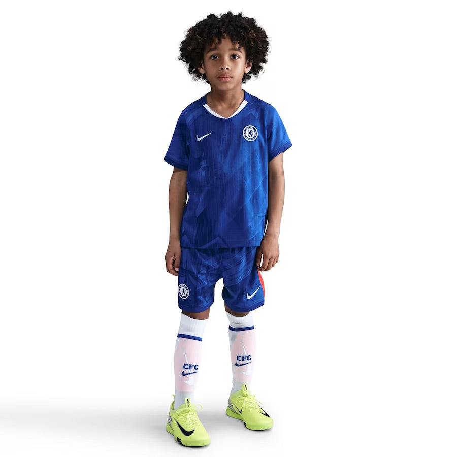 T-shirt e Pantaloncini per Bambino Chelsea Home 25/26 - Con Calzettoni